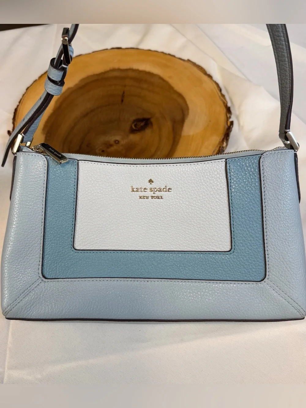 KATE SPADE Lena Small Pieced Color Block Multi Blue & White Color Shoulder Bag